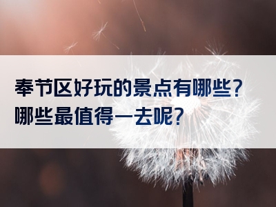 奉节区好玩的景点有哪些？哪些最值得一去呢？