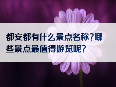 都安都有什么景点名称？哪些景点最值得游览呢？