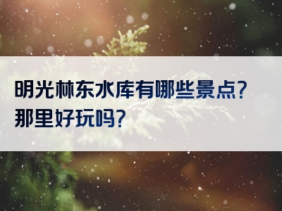 明光林东水库有哪些景点？那里好玩吗？