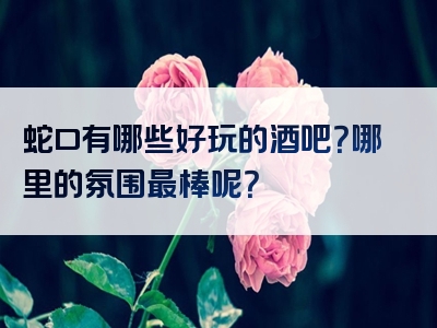 蛇口有哪些好玩的酒吧?哪里的氛围最棒呢?