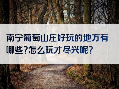 南宁葡萄山庄好玩的地方有哪些？怎么玩才尽兴呢？