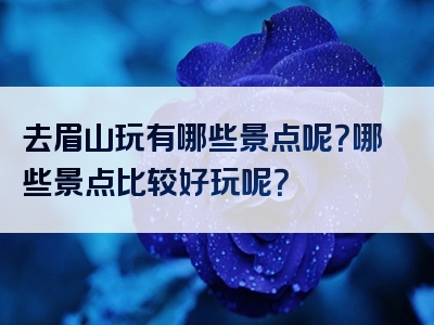 去眉山玩有哪些景点呢？哪些景点比较好玩呢？