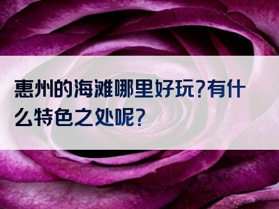 惠州的海滩哪里好玩？有什么特色之处呢？