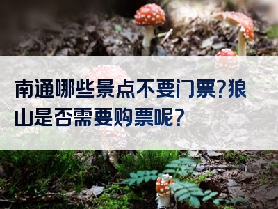 南通哪些景点不要门票？狼山是否需要购票呢？