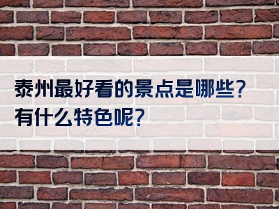 泰州最好看的景点是哪些？有什么特色呢？