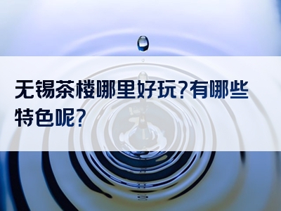 无锡茶楼哪里好玩？有哪些特色呢？