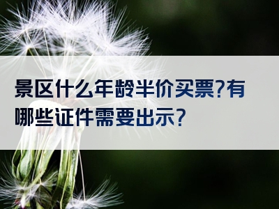 景区什么年龄半价买票？有哪些证件需要出示？