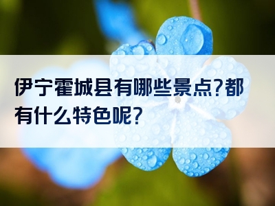 伊宁霍城县有哪些景点？都有什么特色呢？