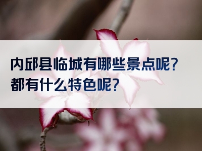 内邱县临城有哪些景点呢？都有什么特色呢？