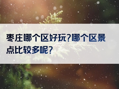 枣庄哪个区好玩？哪个区景点比较多呢？