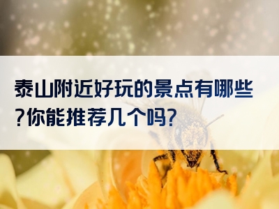 泰山附近好玩的景点有哪些？你能推荐几个吗？