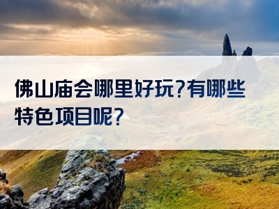 佛山庙会哪里好玩？有哪些特色项目呢？