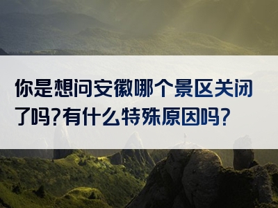 你是想问安徽哪个景区关闭了吗？有什么特殊原因吗？