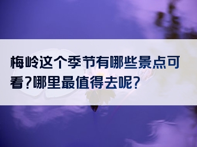 梅岭这个季节有哪些景点可看？哪里最值得去呢？