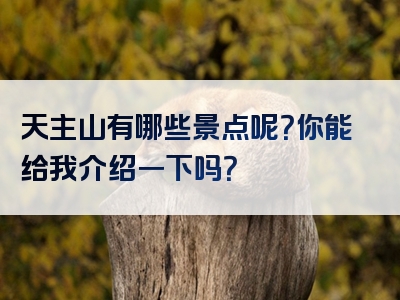 天主山有哪些景点呢？你能给我介绍一下吗？