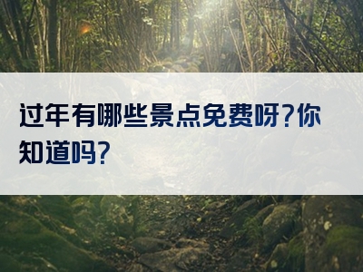 过年有哪些景点免费呀？你知道吗？
