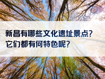 新昌有哪些文化遗址景点？它们都有何特色呢？