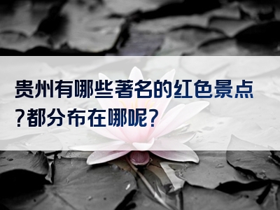 贵州有哪些著名的红色景点？都分布在哪呢？