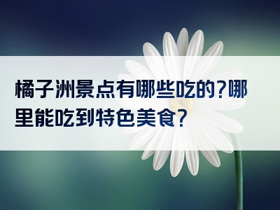 橘子洲景点有哪些吃的？哪里能吃到特色美食？