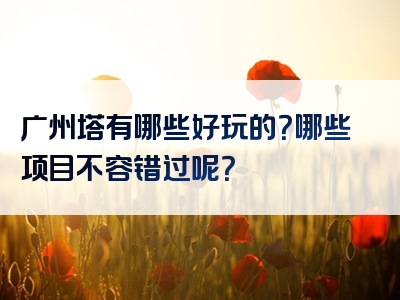 广州塔有哪些好玩的？哪些项目不容错过呢？