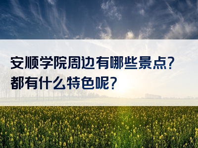 安顺学院周边有哪些景点？都有什么特色呢？