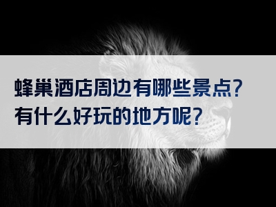 蜂巢酒店周边有哪些景点？有什么好玩的地方呢？