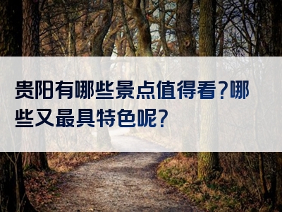 贵阳有哪些景点值得看？哪些又最具特色呢？