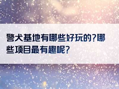 警犬基地有哪些好玩的？哪些项目最有趣呢？