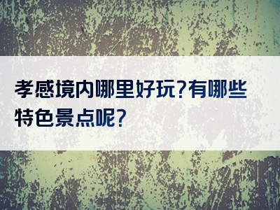 孝感境内哪里好玩？有哪些特色景点呢？