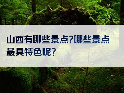 山西有哪些景点？哪些景点最具特色呢？