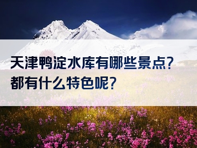 天津鸭淀水库有哪些景点？都有什么特色呢？