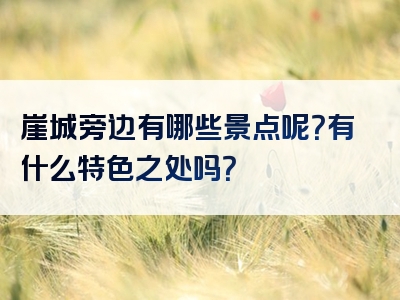 崖城旁边有哪些景点呢？有什么特色之处吗？