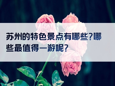 苏州的特色景点有哪些？哪些最值得一游呢？