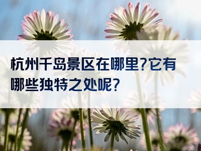 杭州千岛景区在哪里？它有哪些独特之处呢？