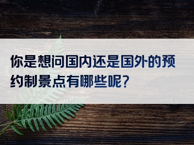 你是想问国内还是国外的预约制景点有哪些呢？