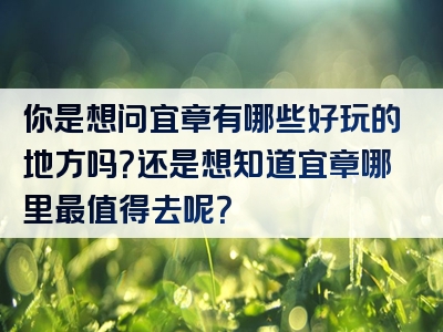 你是想问宜章有哪些好玩的地方吗？还是想知道宜章哪里最值得去呢？