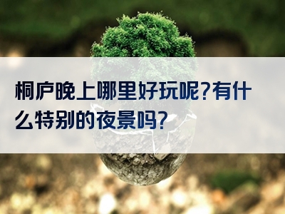 桐庐晚上哪里好玩呢？有什么特别的夜景吗？