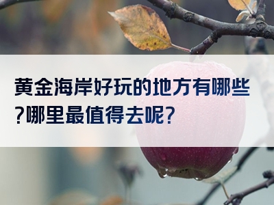 黄金海岸好玩的地方有哪些？哪里最值得去呢？