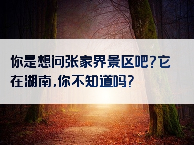 你是想问张家界景区吧？它在湖南，你不知道吗？