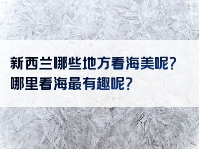 新西兰哪些地方看海美呢？哪里看海最有趣呢？