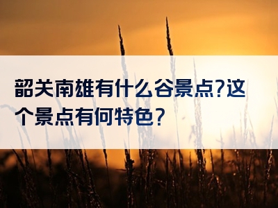 韶关南雄有什么谷景点？这个景点有何特色？