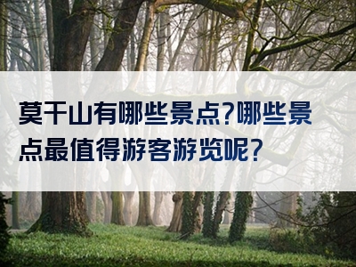 莫干山有哪些景点？哪些景点最值得游客游览呢？