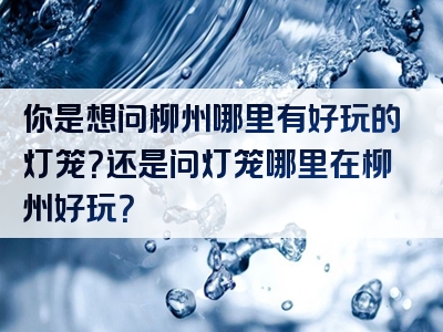 你是想问柳州哪里有好玩的灯笼？还是问灯笼哪里在柳州好玩？