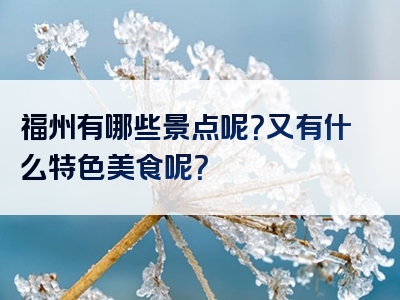 福州有哪些景点呢？又有什么特色美食呢？