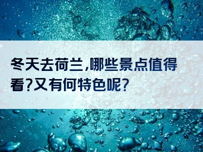 冬天去荷兰，哪些景点值得看？又有何特色呢？