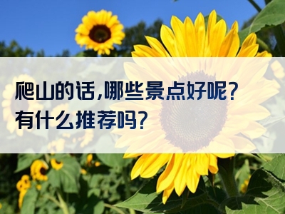 爬山的话，哪些景点好呢？有什么推荐吗？