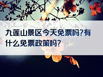 九莲山景区今天免票吗？有什么免票政策吗？