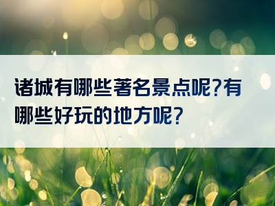 诸城有哪些著名景点呢？有哪些好玩的地方呢？