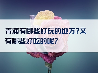 青浦有哪些好玩的地方？又有哪些好吃的呢？