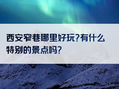 西安窄巷哪里好玩？有什么特别的景点吗？